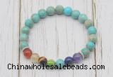 CGB6249 8mm sea sediment jasper 7 chakra beaded mala stretchy bracelets