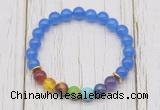 CGB6259 8mm candy jade 7 chakra beaded mala stretchy bracelets