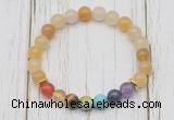 CGB6267 8mm yellow aventurine 7 chakra beaded mala stretchy bracelets