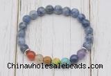 CGB6277 8mm blue spot stone 7 chakra beaded mala stretchy bracelets