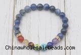 CGB6278 8mm sodalite 7 chakra beaded mala stretchy bracelets