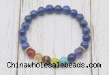 CGB6280 8mm lapis lazuli 7 chakra beaded mala stretchy bracelets