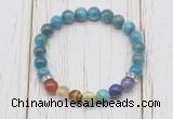 CGB6281 8mm apatite 7 chakra beaded mala stretchy bracelets