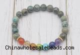 CGB6282 8mm African turquoise 7 chakra beaded mala stretchy bracelets