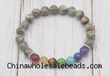 CGB6284 8mm rhyolite 7 chakra beaded mala stretchy bracelets