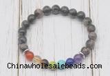 CGB6286 8mm grey opal 7 chakra beaded mala stretchy bracelets