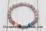 CGB6287 8mm lepidolite 7 chakra beaded mala stretchy bracelets