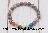 CGB6288 8mm rhodonite 7 chakra beaded mala stretchy bracelets