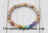 CGB6290 8mm fossil coral 7 chakra beaded mala stretchy bracelets