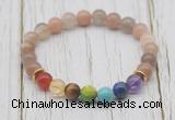 CGB6318 8mm rainbow moonstone 7 chakra beaded mala stretchy bracelets