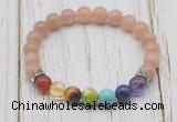 CGB6319 8mm moonstone 7 chakra beaded mala stretchy bracelets