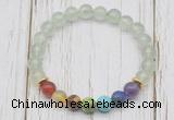 CGB6320 8mm prehnite 7 chakra beaded mala stretchy bracelets