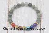 CGB6321 8mm seaweed quartz 7 chakra beaded mala stretchy bracelets
