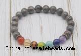 CGB6326 8mm rainbow labradorite 7 chakra beaded mala stretchy bracelets