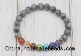 CGB6327 8mm eagle eye jasper 7 chakra beaded mala stretchy bracelets