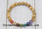 CGB6328 8mm golden tiger eye 7 chakra beaded mala stretchy bracelets