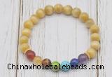 CGB6329 8mm golden tiger eye 7 chakra beaded mala stretchy bracelets