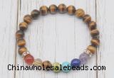 CGB6331 8mm yellow tiger eye 7 chakra beaded mala stretchy bracelets