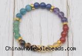 CGB6346 8mm 7 chakra gemstone beaded mala stretchy bracelets