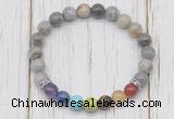 CGB6355 8mm silver needle agate 7 chakra beaded mala stretchy bracelets