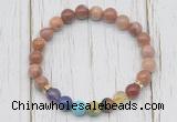 CGB6360 8mm wooden jasper 7 chakra beaded mala stretchy bracelets