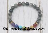 CGB6363 8mm blood jasper 7 chakra beaded mala stretchy bracelets