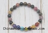 CGB6375 8mm tourmaline 7 chakra beaded mala stretchy bracelets