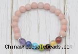 CGB6378 8mm Chinese pink opal 7 chakra beaded mala stretchy bracelets