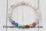 CGB6379 8mm natural pink opal 7 chakra beaded mala stretchy bracelets