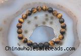 CGB6401 8mm round yellow tiger eye & black lava beaded bracelets