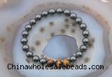 CGB6402 8mm round hematite & yellow tiger eye beaded bracelets