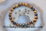 CGB6403 8mm round yellow tiger eye & hematite beaded bracelets