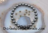CGB6404 8mm round hematite & black lava beaded bracelets