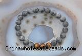 CGB6415 8mm round matte black labradorite & yellow tiger eye beaded bracelets