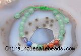 CGB6443 8mm round green aventurine 7 chakra beads adjustable bracelets
