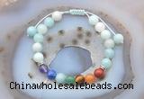 CGB6445 8mm round amazonite 7 chakra beads adjustable bracelets