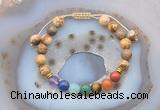 CGB6447 8mm round picture jasper 7 chakra beads adjustable bracelets