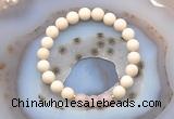 CGB6456 8mm round matte white fossil jasper & rose quartz beaded bracelets