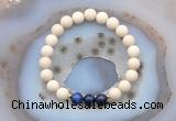 CGB6477 8mm round matte white fossil jasper & blue tiger eye beaded bracelets