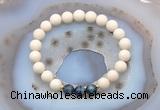 CGB6478 8mm round matte white fossil jasper & blue tiger eye beaded bracelets