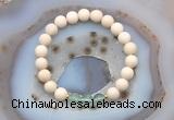 CGB6483 8mm round matte white fossil jasper & green fluorite beaded bracelets
