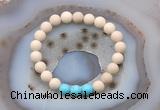 CGB6491 8mm round matte white fossil jasper & blue howlite beaded bracelets