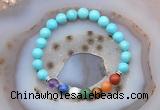 CGB6497 8mm round blue howlite 7 chakra beads bracelet wholesale