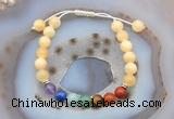 CGB6502 8mm round honey jade 7 chakra beads adjustable bracelets