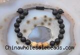 CGB6583 8mm round black lava & picture jasper adjustable bracelets