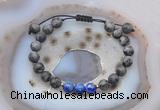 CGB6592 8mm round matte black labradorite & lapis lazuli adjustable bracelets