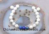 CGB6594 8mm round matte white howlite & lapis lazuli adjustable bracelets