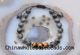 CGB6596 8mm round black labradorite & yellow tiger eye adjustable bracelets