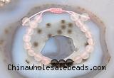 CGB6599 8mm round rose quartz & smoky quartz adjustable bracelets