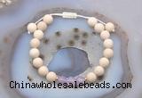 CGB6610 8mm round white fossil jasper & lavender amethyst adjustable bracelets